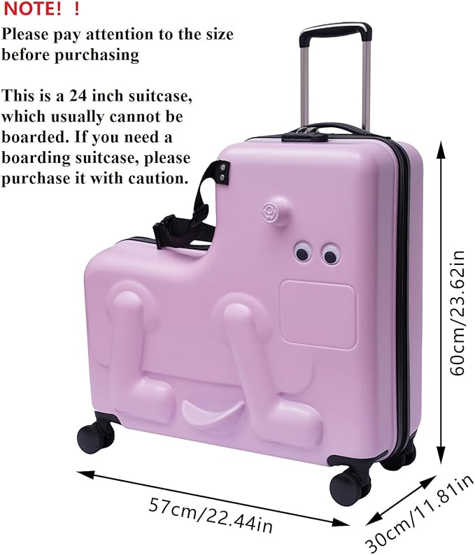 CNCEST 24" Kid's Ride-on Travel Suitcase, Rolling Carry Trolley Luggage with Password Lock, Children's Ride On Trolley Gift (22.4X11.8X23.6")