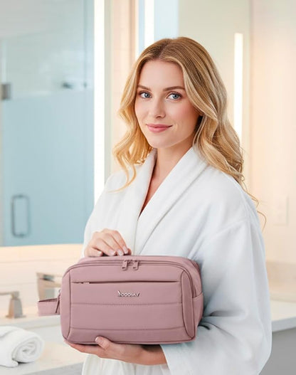 Toiletry Bag for Men & Women, Cruise Ship Travel Essentials, Shaving Dopp Kit with Dry and Wet Separation, Water-resistant Bathroom Cosmetic Organizer Bag, Makeup Accessories, Dark Purple