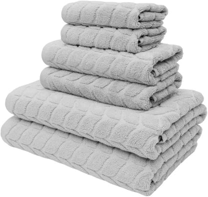 BAGNO MILANO Turkish Cotton Ultra-Soft Plush Absorbent Quick Dry Bathroom Towel Set, Made in Turkey (LightGrey, 6 pcs Towel Set)
