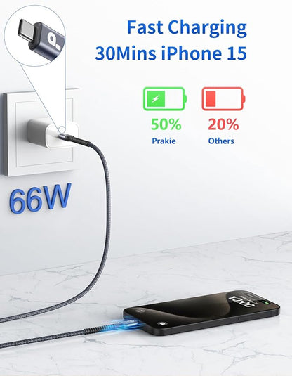 Extra Long USB C to C Cable 15FT, 100W USB C Cable Fast Charging, Upgraded Extra Durable Braided USB C Cord for iPhone 17 16 15 Pro Max, MacBook Pro, Samsung Galaxy S10 S9 Plus, LG and More-2Pack