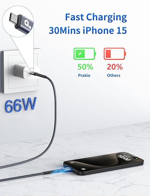 USB C to USB C Cable 6FT, USB Type C Fast Charging Cable 2Pack USB C Cable Nylon Braided USBC iPhone Charger Cord Compatible with iPhone 17/16/15/Pro Max, Sam-sung Galaxy S23, LG and More USB-C Device