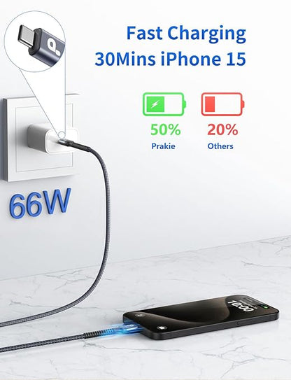 USB C to USB C Cable 6FT, USB Type C Fast Charging Cable 2Pack USB C Cable Nylon Braided USBC iPhone Charger Cord Compatible with iPhone 17/16/15/Pro Max, Sam-sung Galaxy S23, LG and More USB-C Device