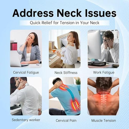 Neck Massager for Pain Relief Deep Tissue, Travel Pillow with Heat and Kneading,Neck Support Pillow for Airplane Sleeping Traveling Office & Home,Thoughtful Gifts for Women and Men(Off-White)