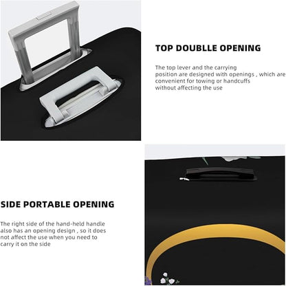 Flower Lette O Black Luggage Cover Elastic Washable Stretch Suitcase Protector Anti-Scratch Travel Suitcase Cover for Kid and Adult L (25-28 inch suitcase)