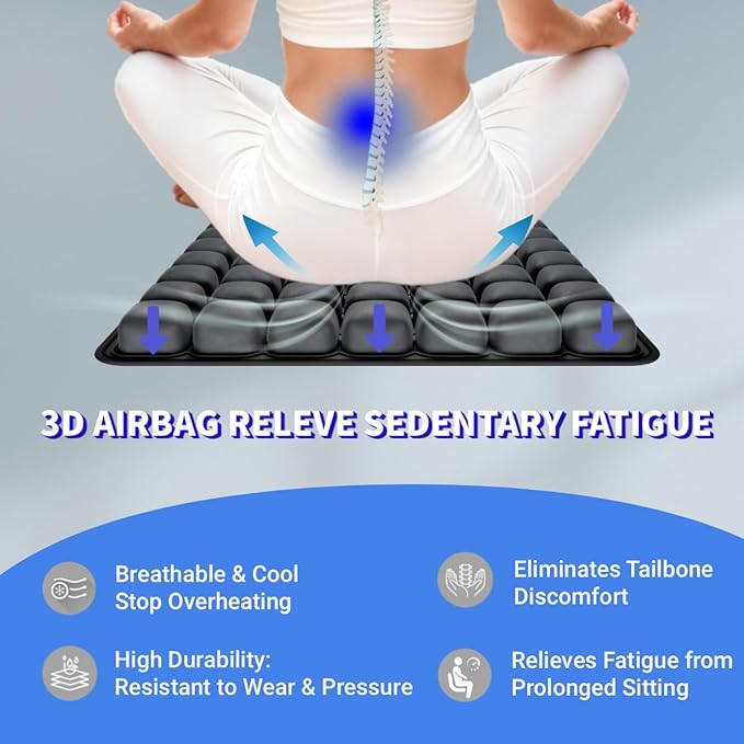 JNHEST Travel Seat Cushion, 3D Inflatable Seat Cushion for Long Flights, Portable Airplane Seat Travel Cushion, 49 airbags for Office Chairs & Wheelchair, Ergonomically Comfortable Pressure Relief.