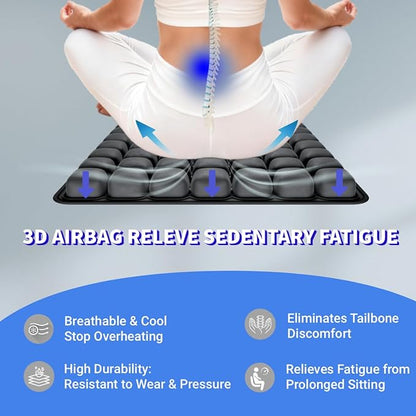 JNHEST Travel Seat Cushion, 3D Inflatable Seat Cushion for Long Flights, Portable Airplane Seat Travel Cushion, 49 airbags for Office Chairs & Wheelchair, Ergonomically Comfortable Pressure Relief.