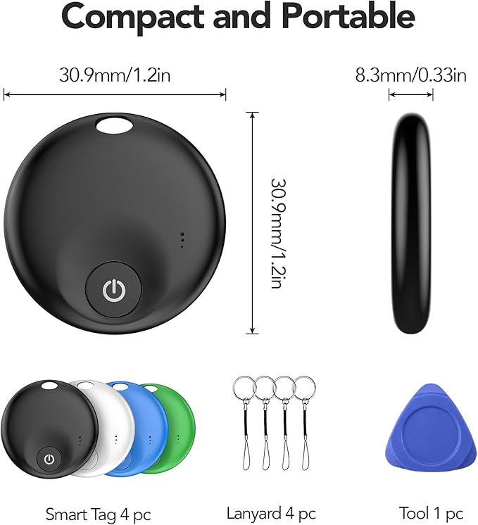 Air Tracker Tags-4 Pack: Bluetooth Tracker Tag, Item Finder Works with Apple Find My App, Trakcer Tag Locator for Your Keys, Wallet, Luggage, Backpack, and More. (Not for Android Devices)
