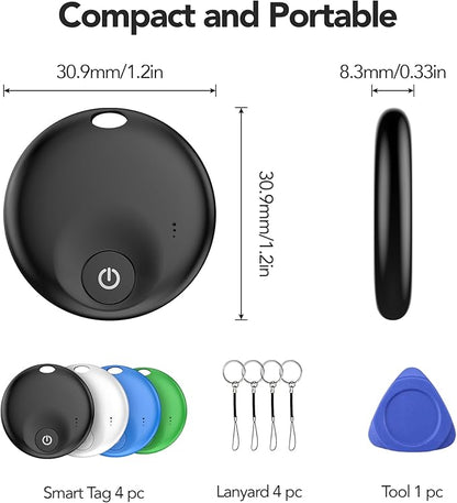 Air Tracker Tags-4 Pack: Bluetooth Tracker Tag, Item Finder Works with Apple Find My App, Trakcer Tag Locator for Your Keys, Wallet, Luggage, Backpack, and More. (Not for Android Devices)
