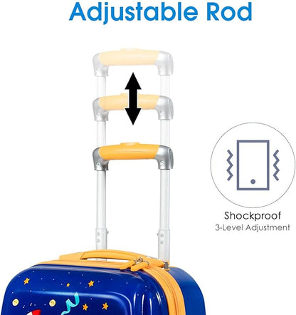 Goplus Kids Luggage Set, 12" & 18" Kids Carry On Luggage Set, Multi-directional Wheels Suitcase, Large Capacity Rolling Trolley Suitcase, Gift for Boys and Girls Toddlers Children Travel