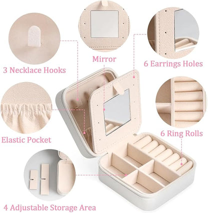 Dark Gothic Leather Jewelry Boxes, Mini Travel Jewelry Case Organizer, Retro Jewelry Organizers and Storage with Mirror, Collectible Fashion Artworks