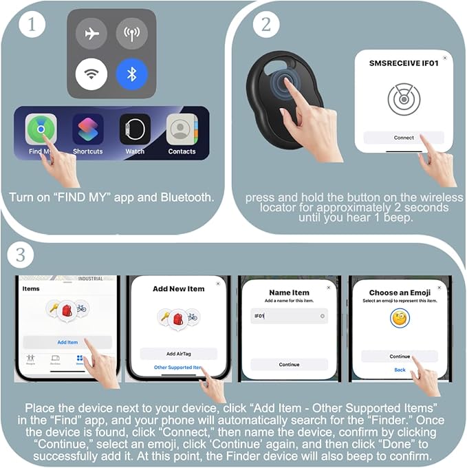 Find My - Keys Finder Locator with Sound, 4 Pack Air Tracker Smart Tag Through [Apple MFi Certified] (iOS Only), Bluetooth Tracker for Apple Find My, for Key, Bags, Luggage, Pet, Wallet