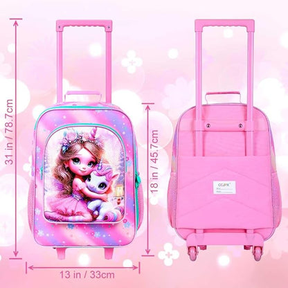 Kids Suitcase with Wheels for Girls and Boys, Rolling Carry on Luggage for Toddler Children