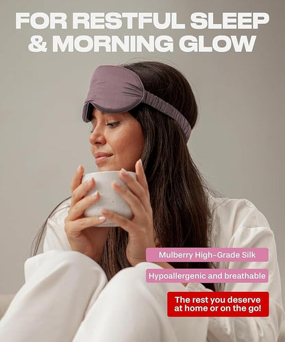 SUNDAYSILKS™ 3D Contoured Silk Sleep Mask | Padded Silk Eye Mask with Eye Cups for Lash Extensions | Blackout, Organic for Women & Men, Perfect for Travel, Slip-Free Deep Sleeping, Antifaz para Dormir