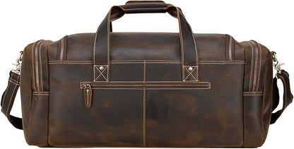 Polare 23" Full Grain Cowhide Leather Gym Duffle Weekender Overnight Travel Duffel Bag For Men
