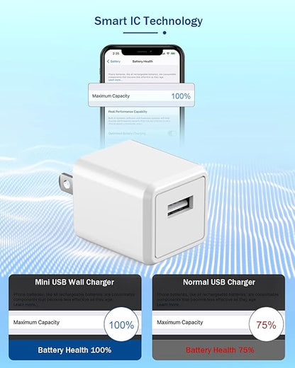 Compatible with iPhone Charger,Long 6FT Phone Charger 2Pack Phone Cord 6feet USB to L Cable Quick Fast Charging Data Sync Cord USB Wall Charge Block Adapter Compatible with iPhone14/13/12/11/XS