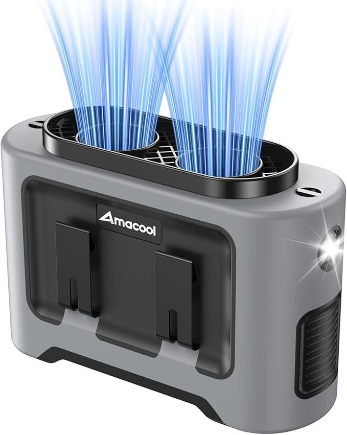 AMACOOL 14500mAh Portable Waist Fan, Strong Wind Power for Full Body Cooling Shirt Fan, 5 Speed Wearable Belt Clip on Fans, Battery Operated Personal Neck Fans for Outdoor Work Camping Travel