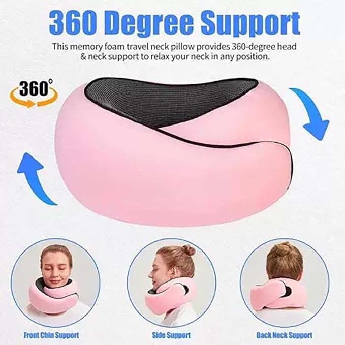 Travel Pillow, Travel Neck Pillow, 360 Degree Comfort and Breathability, Airplane Travel Neck Pillow, Stowable U-Shaped Pillow (Peach)