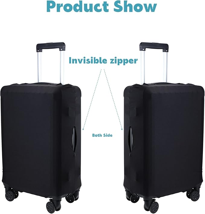 Kajaia 3 Pcs Luggage Cover Suitcase Protector Travel Suitcase Cover Anti Scratch Luggage Protector Washable Fits 18-28 Inch Luggage (Black)
