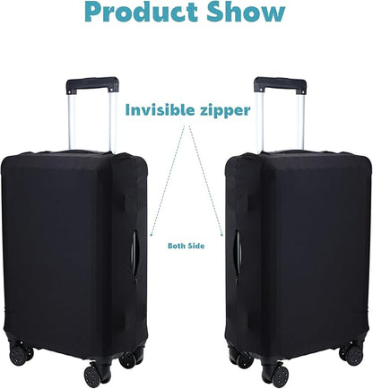 Kajaia 3 Pcs Luggage Cover Suitcase Protector Travel Suitcase Cover Anti Scratch Luggage Protector Washable Fits 18-28 Inch Luggage (Black)