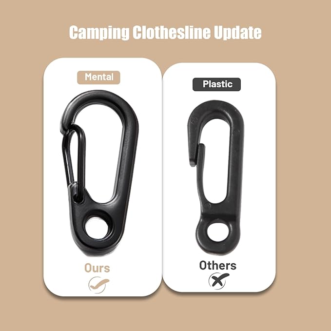 Portable Travel Clothesline Cord, Caudblor Adjustable 33ft Camping Clothes line, Laundry Drying Rope for Hotel Trip, Cruise, Outdoor/Indoor, with 12Pcs Stoppers, Windproof Clothespins