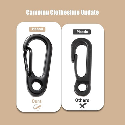 Portable Travel Clothesline Cord, Caudblor Adjustable 33ft Camping Clothes line, Laundry Drying Rope for Hotel Trip, Cruise, Outdoor/Indoor, with 12Pcs Stoppers, Windproof Clothespins