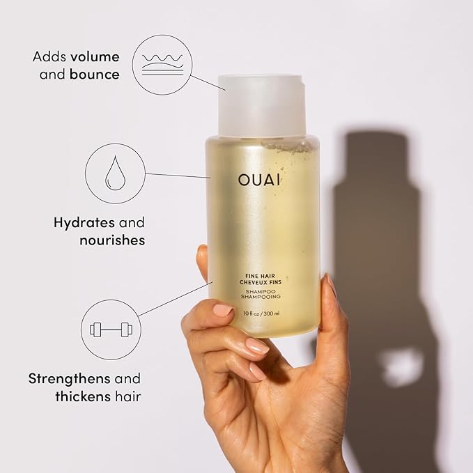 OUAI Fine Shampoo and Conditioner Set - Sulfate Free Shampoo and Conditioner for Women & Men - Made with Keratin, Marshmallow Root, Shea Butter & Avocado Oil - Free of Parabens & Phthalates (10 Fl Oz)