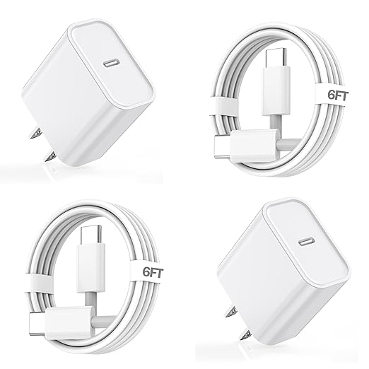 iPhone 16 15 Fast Charging,2Pack USB C Wall Charger Block Quick PD Adapter with 6Foot USB C to C Charger Cord Fast Charging for iPhone 16/16 ProMax/15 Plus/15 Pro, iPad 10/Mini 6/Air 4/5/Pro 12.9/11