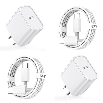 iPhone 16 15 Fast Charging,2Pack USB C Wall Charger Block Quick PD Adapter with 6Foot USB C to C Charger Cord Fast Charging for iPhone 16/16 ProMax/15 Plus/15 Pro, iPad 10/Mini 6/Air 4/5/Pro 12.9/11