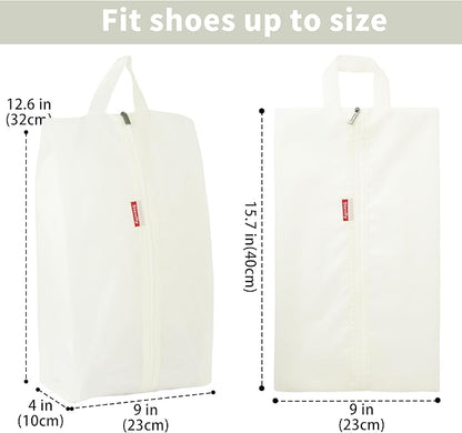 6pcs Portable Shoe Organizer, Travel Pouches with Zipper, Golf Shoe Bags, Clothes Bags, Soccer Cleats Bag Shoe Pouch for Gym, Waterproof, Odor-Resistant (White)