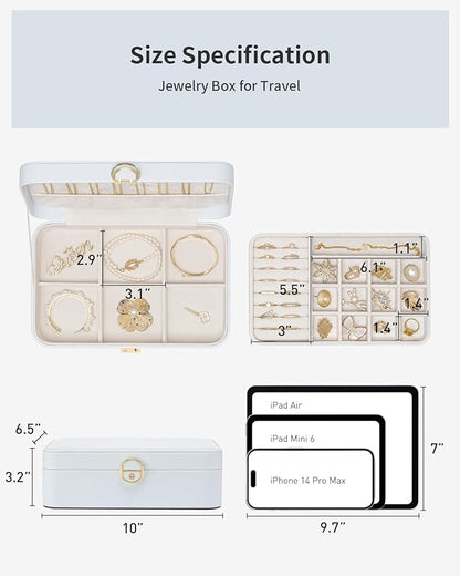 Vlando Jewelry Box Organizer for Women Girl,Lockable Jewelry Case Boxes with 2 Layers,Earrings Necklace,Rings Storage,Gift Box Packaging,Wedding Birthday Gifts Ideas Blue