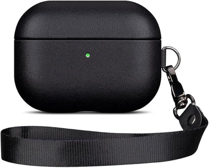 Leather Case for AirPods Pro 2nd Generation, Lopie AirPods Pro 2 Leather Case Cover with Lanyard and Keychain, Protective Case Fully-Wrapped with Top Grain Leather (Not for AirPods Pro 1st Gen) Black