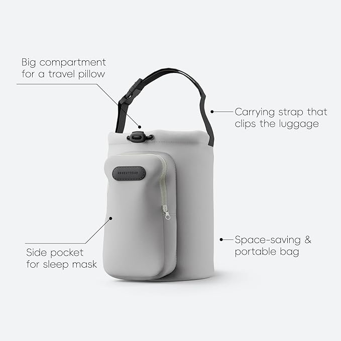 Neck Pillow for Travel Memory Foam Design Models Pillows with Zero Eye Pressure 3D Eye Mask and Compact Bag Traveling Essentials Plane Car Flight Rest Sleeping Use Adult, Light Gray