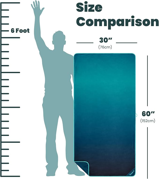 Rumpl Tech Towel Quick-Dry Towel for Travel, Beach, and Camp, Ocean Fade