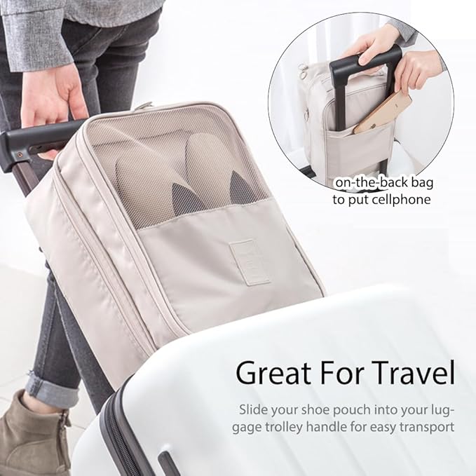 Shoe Bags for Travel, Holds 3 Pair of Shoes for Travel Luggage Accessories Portable Shoes Pouch and Daily Use Storage Pouch with Handle and 3 Dust bags