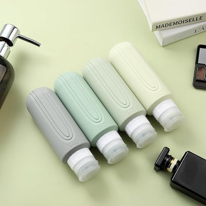 Travel Bottles for Toiletries, Large 6oz Oversize Containers, BPA Free Leak Proof Tubs Refillable Liquid Traveler Accessories with Toiletry Bag for Cometic Shampoo and Lotion Soap (4 Pack)