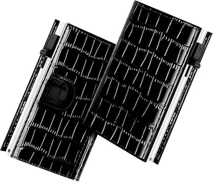 Women's Small Wallet - Sleek & Secure - RFID Blocking Compact Wallet with Slim Lightweight Pop Up Credit Card Holder, Premium Black Leather Capacity 11+ Cards Plus Cash & ID, Gift for Her