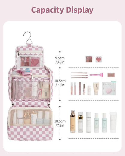Narwey Small Hanging Travel Toiletry Bag for Women, Travel Bag for Toiletries, Makeup Bag Organizer Cosmetic Bags Make Up Bags for Girls