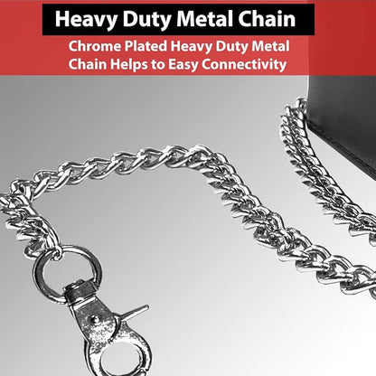 IBRO VINTAGE Motorcycle Chain Wallet for Men – Premium Cowhide Leather, RFID Tri-Fold Biker Wallet with Heavy Duty Chain for Bikers Truckers & Hunters, Credit Card Money Organizer Long Wallet