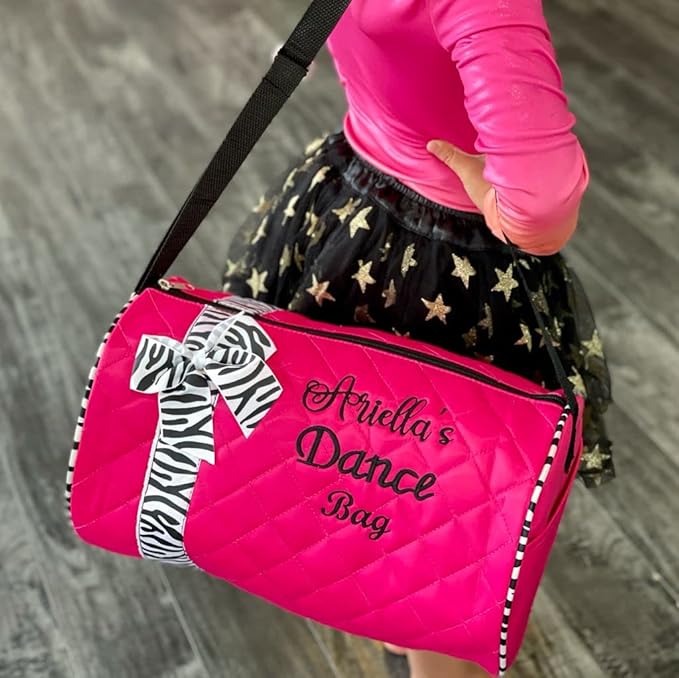 Personalized Dance Ribbon Duffel Bag With Custom Name Embroidery