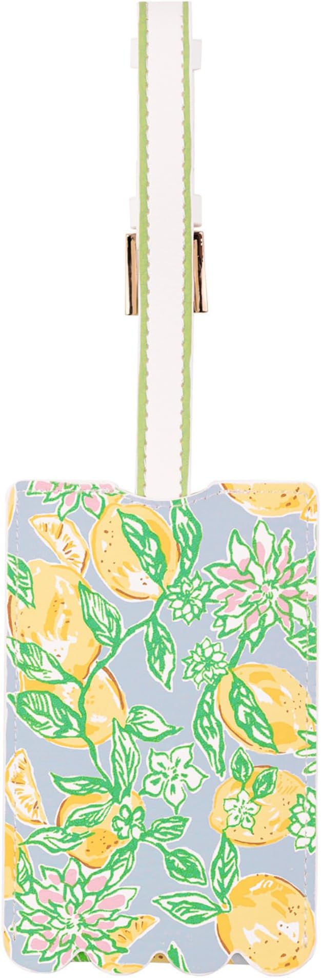Lilly Pulitzer Leatherette Luggage Tag with Secure Strap, Colorful Suitcase Identifier for Travel, Make Lemonade