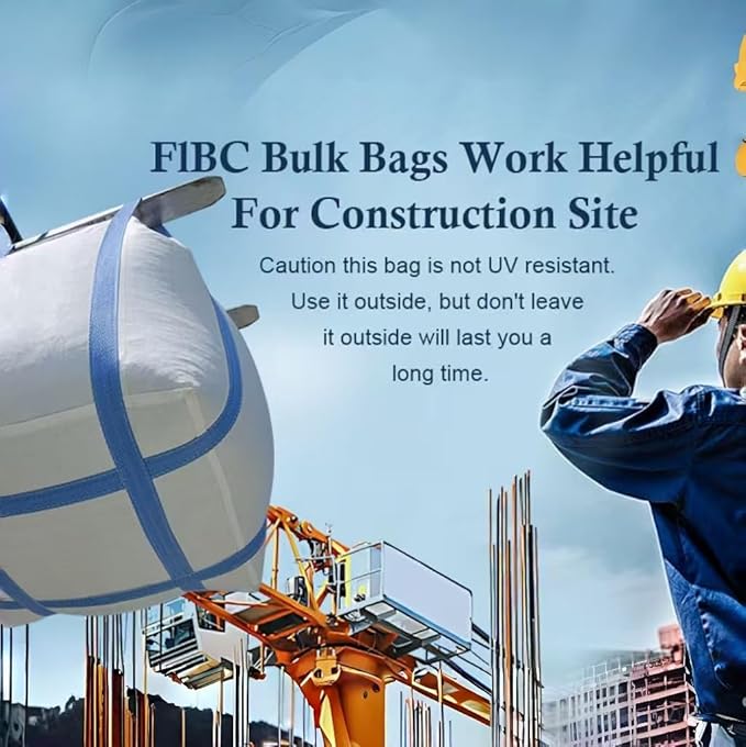 2 Pack FIBC Bulk Bag,2 Ton Bag,4400lbs SWL Safty Factor 3:1,35"L x 35"W x 43"H, Woven Polypropylene Bags,Duffle Top Flat Bottom,Heavy Duty Bulk Bags for Industry Agriculture