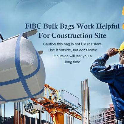 2 Pack FIBC Bulk Bag,2 Ton Bag,4400lbs SWL Safty Factor 3:1,35"L x 35"W x 43"H, Woven Polypropylene Bags,Duffle Top Flat Bottom,Heavy Duty Bulk Bags for Industry Agriculture