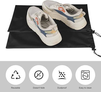 LAKE OF FIRE 8 Pcs Single Shoe Bags for Travel - 18"X9" Packing Shoe Travel Bags for Suitcase, Shoes (Black)