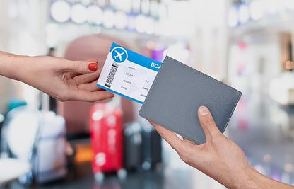 Grey RFID Genuine Leather Passport Wallet