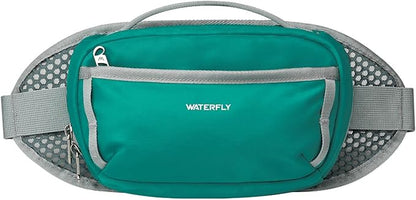 WATERFLY Fanny Pack Waist Bag: 2.3L Large RFID Blocking Crossbody Bags for Women Men, Breathable Casual Anti-Theft Hip Pouch for Traveling Walking Hiking-Cyan