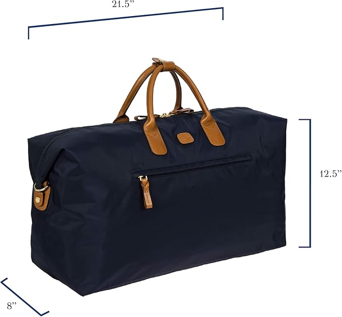 Bric's X-Travel Deluxe Duffle for Men and Women - Lightweight Overnight Carry On Travel Luggage with Tuscan Leather Trim and Sleeve Attachment - Water-Resistant Weekender or Gym-Ready Duffel