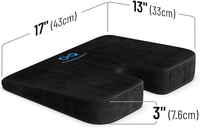 Everlasting Comfort Car Seat Cushion for Driving - Wedge Car Cushion for Office, Travel, Gaming Chair Memory Foam Driver Booster for Short People, Non-Slip, Washable Cover, Back & Sciatica Relief