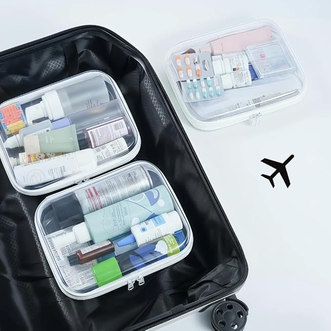 6 Pack Medium Clear Hard Shell Zipper Pouches, 7.8×6.3in (20×16cm) Clear Zipper Bags, Hard Case Pouches for Purse & Diaper Bag Organizer,and Travel Essentials (6M-)