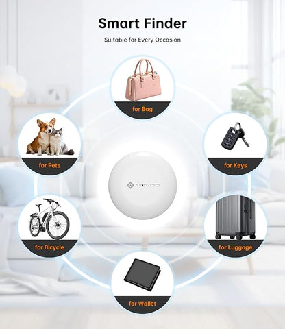 NOVOO Air Tracker Tags-4 Pack, Smart Bluetooth Tracker, Item Finder Works with iOS & Android, Trakcer Tag Locator for Keys, Wallet, Luggage and Bags, Replaceable Battery