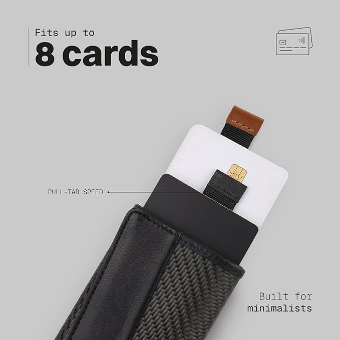 The Frenchie Co. - Speed Wallet Mini - Ultra-Slim RFID Card Holder - Minimalist Front Pocket Wallet for Men & Women - Carbon Fiber & Full-Grain Italian Leather